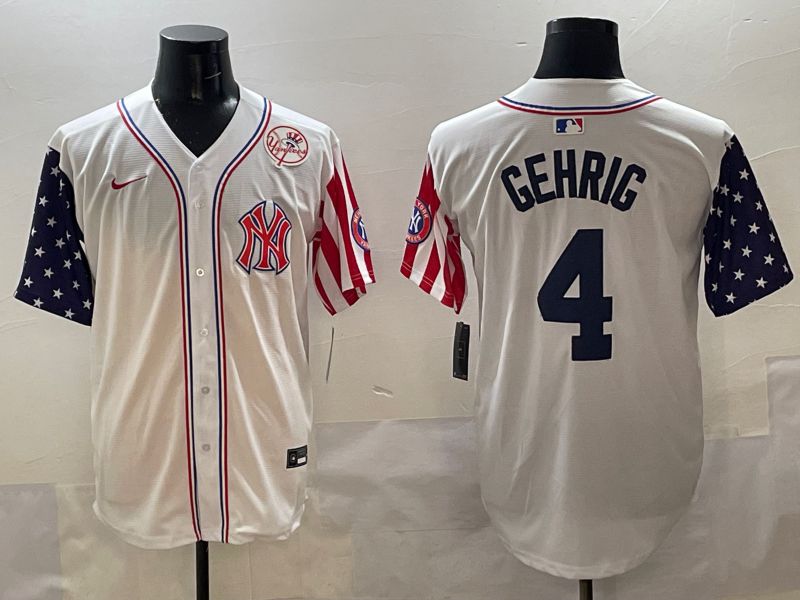 Men New York Yankees #4 Gehrig White a generation of national flags Jointly Name 2025 Nike MLB Jersey style 8